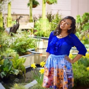 Hollister royal blue ruffle blouse. Sz L